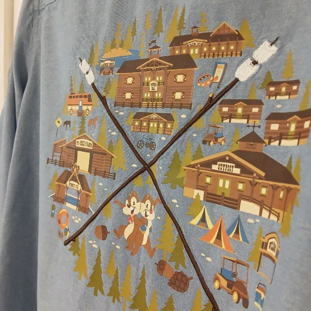 Disney Fort Wilderness 50th Anniversary Chambray Shirt, 100% Cotton, Unisex - Picture 6 of 12